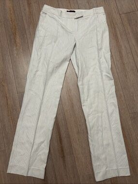 Kenzo Women's white cotton linen blend Pinstripe Dress Pants size 40